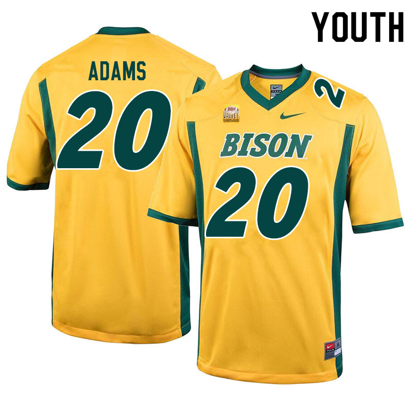 Youth #20 Adrian Adams North Dakota State Bison College Football Jerseys Sale-Yellow